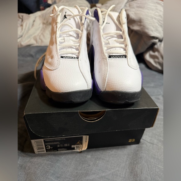 Jordan Kids White and Purple Sneakers - Picture 2 of 4